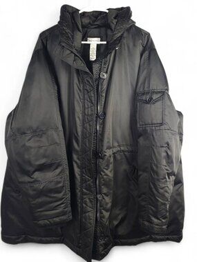 Maggie Barnes Catherines 3X Down Puffer Parka Coat Black Hooded Winter Warm Plus